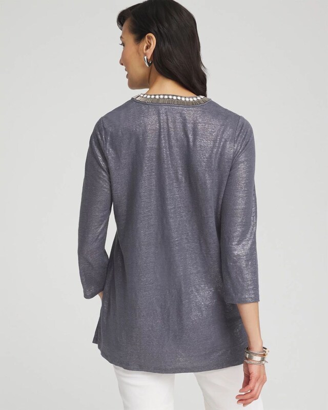 Linen Foil Embellished Tunic - image 3
